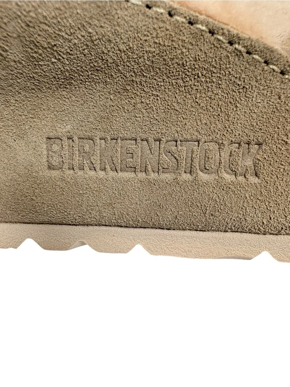 Birkenstock Arizona Shearling Suede Sandals Taupe Mink Fur Lined EU36 US 5-5.5